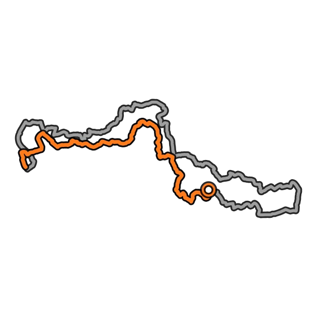 Mapa do traçado da volta com a parte já percorrida destacada.